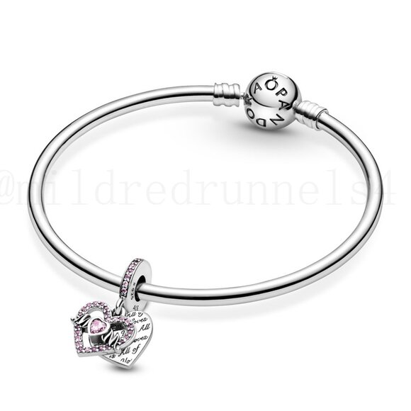 Pandora Pink Heart Mom Dangle Charm - Picture 5 of 5